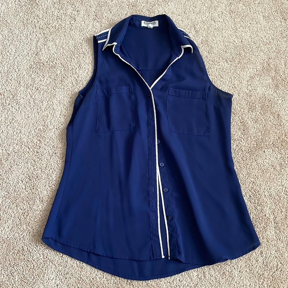 Navy blue with white detail button down from Express